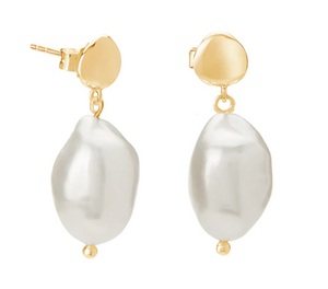 Halcyon Small Pearl Earrings 18KT Yellow Gold Plate