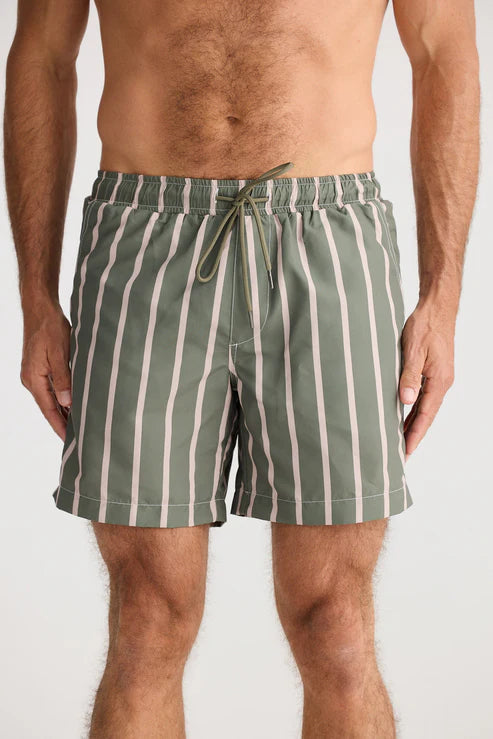 Fossick Dartmouth Boardshort- Khaki Linear