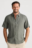 Fossick Harvard S/S Shirt- Khaki Linen