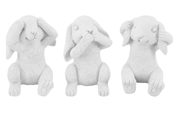 Hear No Evil, Say No Evil, See No Evil Bunny Miniature Set