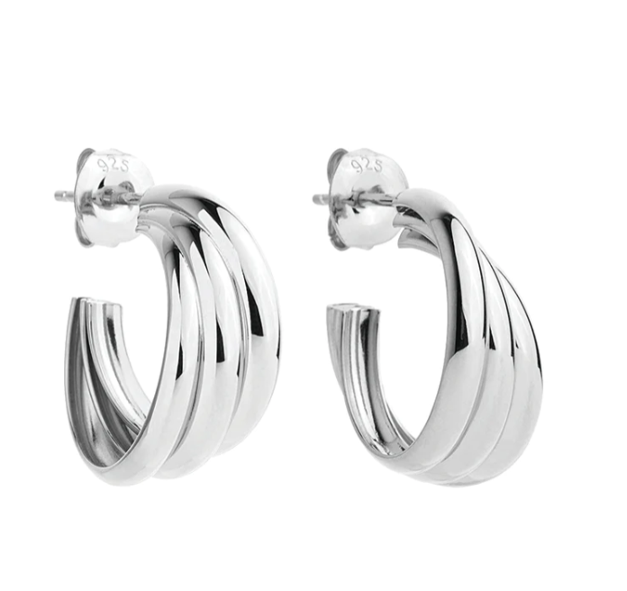 Ripple Silver Hoop Earring