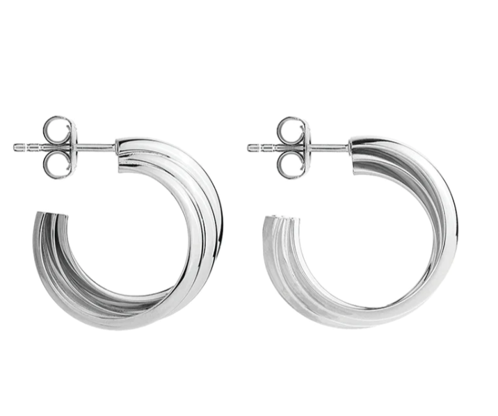 Ripple Silver Hoop Earring