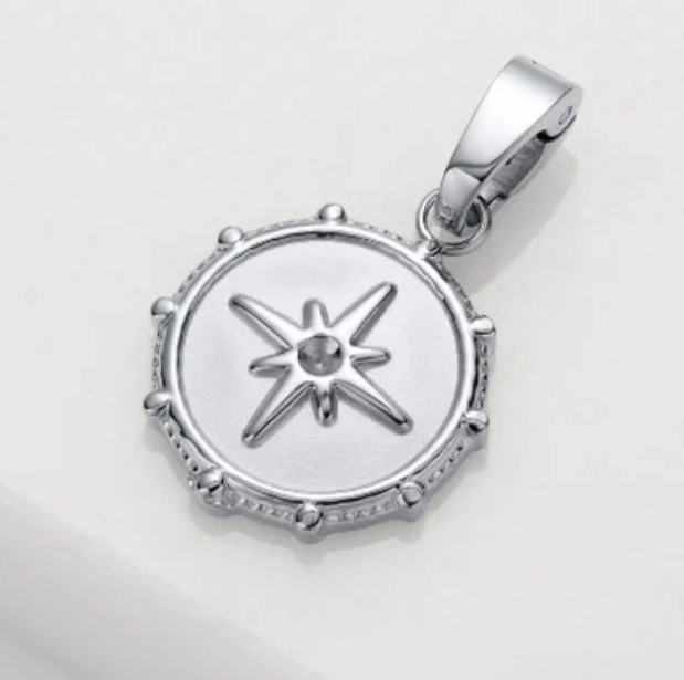 Zafino Compass Charm- Silver