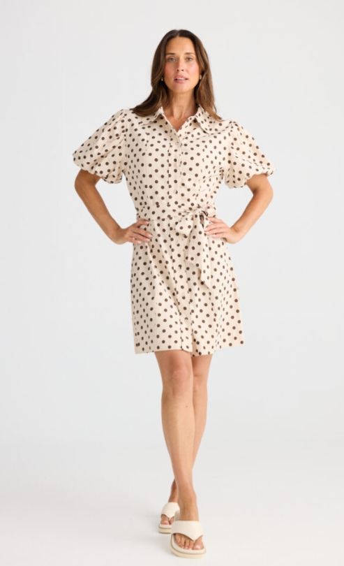 Brave+True - Lenni Dress- Choc Polka Dot