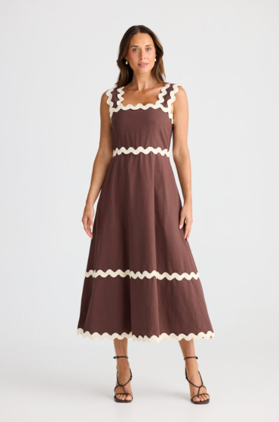 Brave+True - Marlo Midi Dress- Chocolate