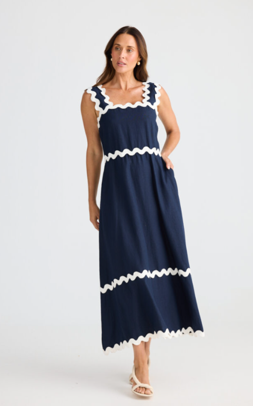 Brave+True - Marlo Midi Dress- Navy