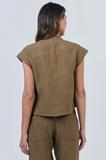 Naturals by O&J Buttoned Linen Top- Tobacco