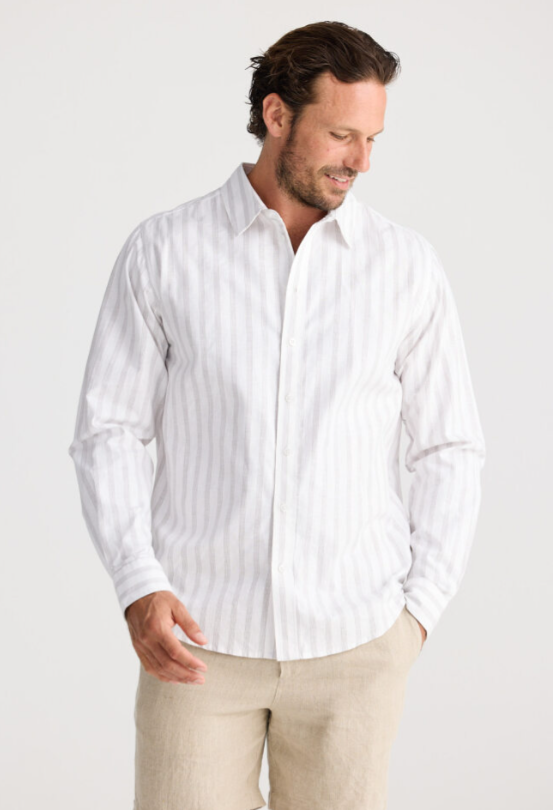 Fossick Oxford Shirt- Natural Stripe