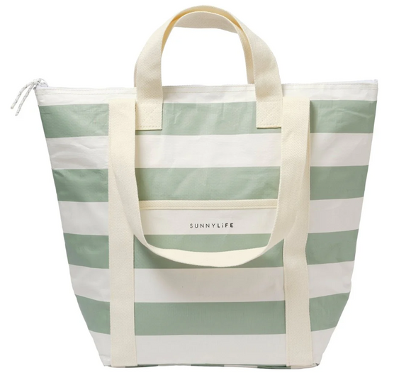 SunnyLife Light Cooler Tote Sage Stripe