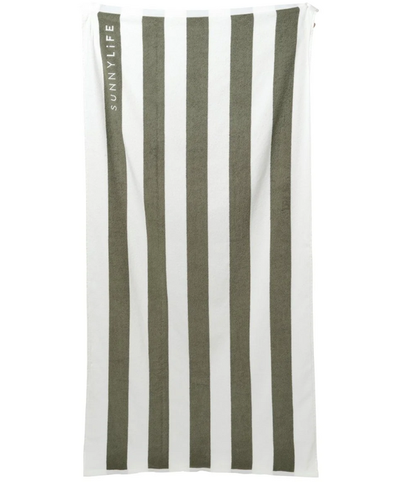 SunnyLife Beach Towel Olive Stripe