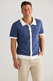 Fossick - Plymouth Knit Shirt - Blue/off White