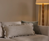 Ruffles Black/Natural Stripe Cushion 35x70cm
