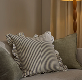 Ruffles Black/Natural Stripe Cushion 50cm