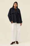 Farida Cropped Trench- Navy