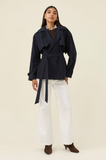 Farida Cropped Trench- Navy