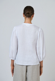Naturals 3/4 Sleeve Top- White