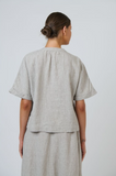 Naturals Short Sleeve Linen Top- Mousse