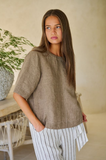 Naturals Short Sleeve Linen Top- Agate