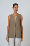 Naturals Sleeveless Linen Top- Agate