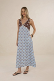 Humidity Vintage Tale Maxi Dress - Blue/Choc