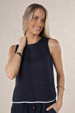 Humidity Lugano Top - Navy/White