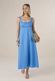 Humidity Dress Tallulah Contrast Crnflwr/White