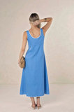 Humidity Dress Tallulah Contrast Crnflwr/White