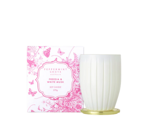 Peppermint Grove Limited Edition Freesia & White Musk Soy Candle 370g