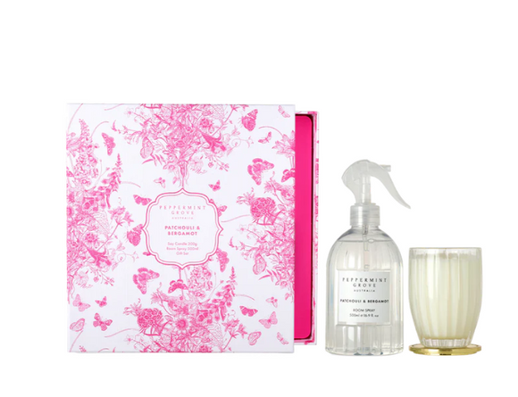 Peppermint Grove Limited Edition Patchouli & Bergamot Candle & Room Spray Gift Set