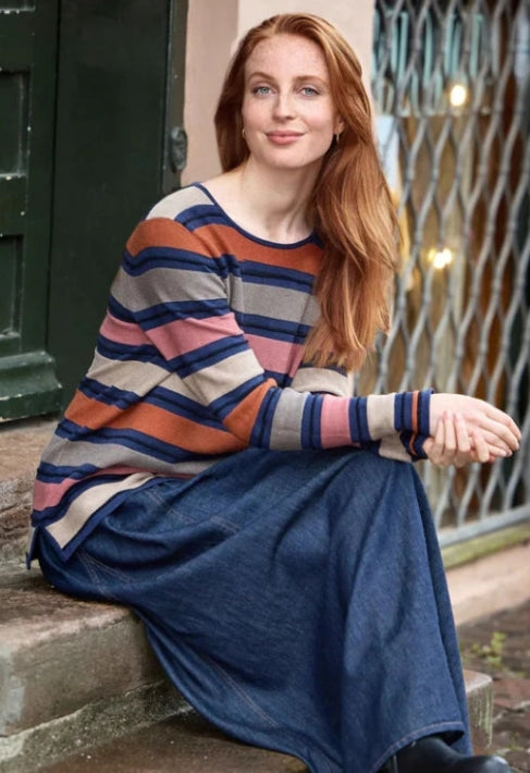 Mansted Eco Links Stripe Crew Dena - Navy