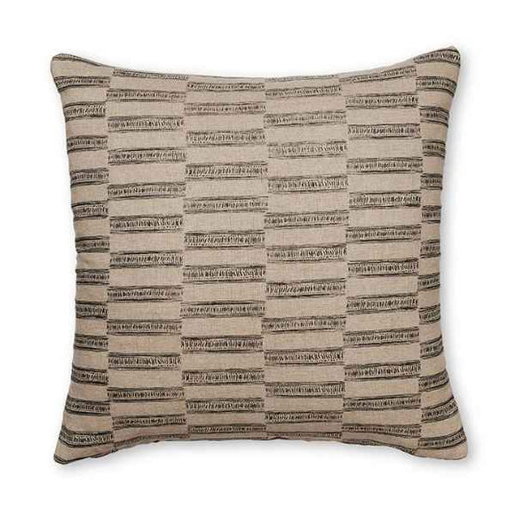 Madras Xavier Black/Natural Linen Cushion