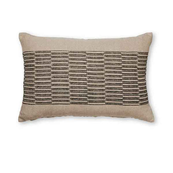 Madras Xavier Black/Natural Linen Cushion