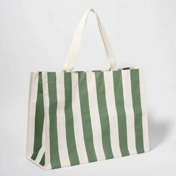 Sunnylife The Vacay Olive Stripe Carryall Beach Bag