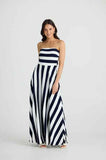 Holiday Thandie Strapless Dress - Navy Stripe