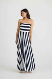 Holiday Thandie Strapless Dress - Navy Stripe