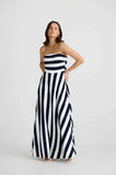 Holiday Thandie Strapless Dress - Navy Stripe