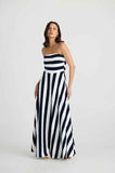 Holiday Thandie Strapless Dress - Navy Stripe