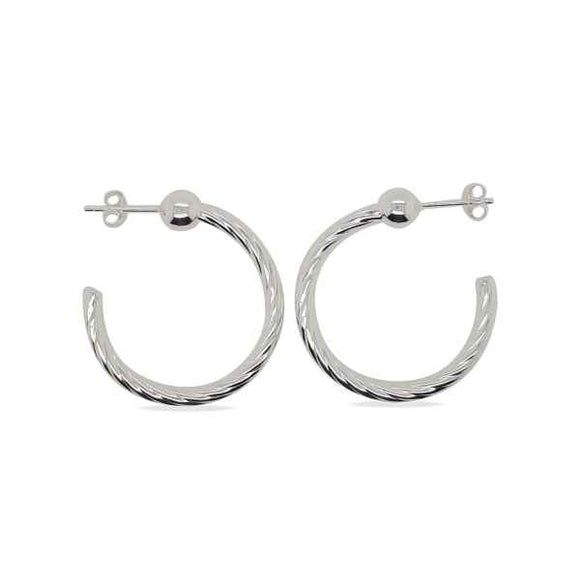 Mountain Creek Jewellery Half Hoop & Ball Sterling Silver Earings