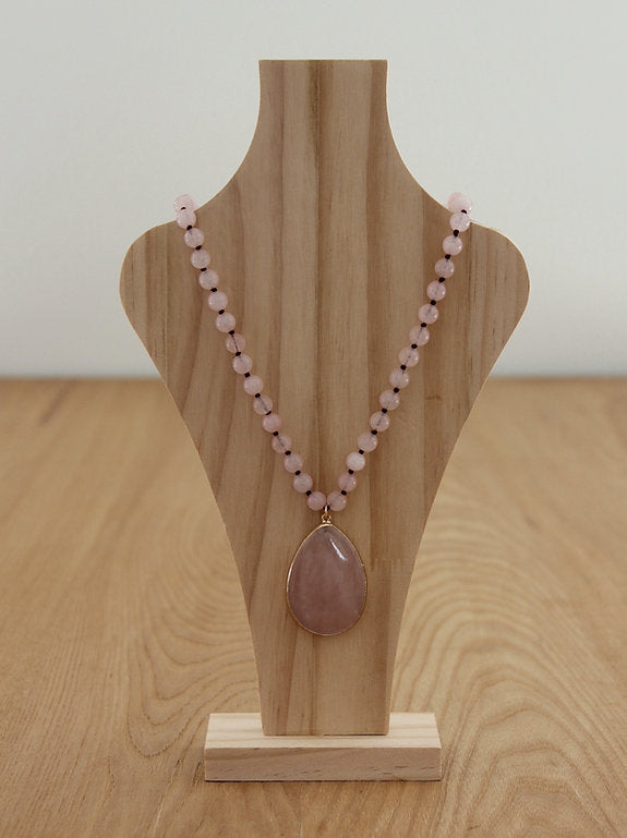 Baobab Collection Semi-Precious Beaded Necklace: Rose Quartz