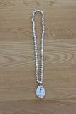 Baobab Collections Semi-Precious Beaded Necklace: Howlite (White)