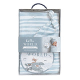 Living Textiles Stripe Hello World Newborn Gift Set