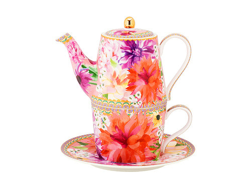 Maxwell & Williams Teas & C's Dahlia Daze Tea for One With Infuser 340ML Pink Gift Boxed